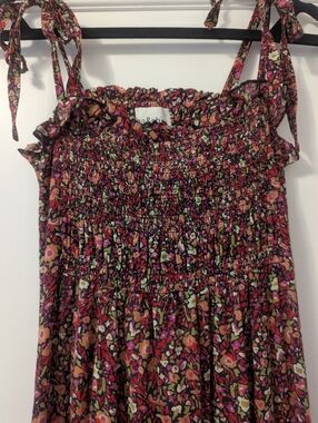 ba&sh Floral Smocked Tie-Strap Maxi Dress